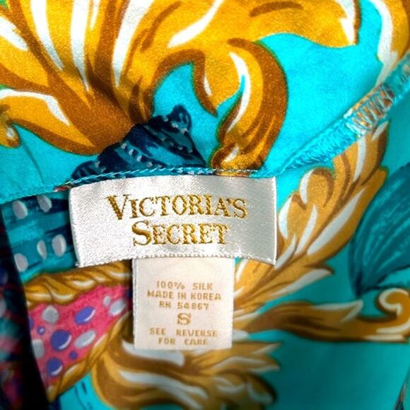 Victoria's Secret Vintage Size Small Silk Gold Label Starfish Robe Slip Set Gown - Picture 5 of 16